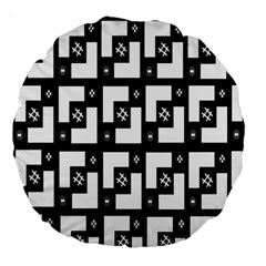 Abstract Pattern Background  Wallpaper In Black And White Shapes, Lines And Swirls Large 18  Premium Flano Round Cushions by Simbadda