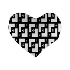 Abstract Pattern Background  Wallpaper In Black And White Shapes, Lines And Swirls Standard 16  Premium Flano Heart Shape Cushions by Simbadda