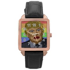 Donald Trump Rose Gold Leather Watch  by Valentinaart