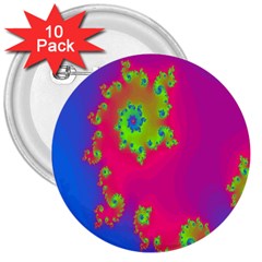 Digital Fractal Spiral 3  Buttons (10 Pack)  by Simbadda