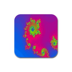 Digital Fractal Spiral Rubber Square Coaster (4 Pack)  by Simbadda