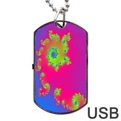 Digital Fractal Spiral Dog Tag Usb Flash (two Sides) by Simbadda