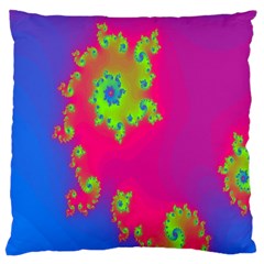 Digital Fractal Spiral Large Cushion Case (two Sides) by Simbadda