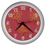 Beautiful Tree Background Pattern Wall Clocks (Silver)  Front