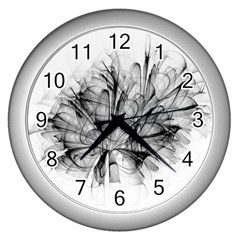 High Detailed Resembling A Flower Fractalblack Flower Wall Clocks (silver)  by Simbadda