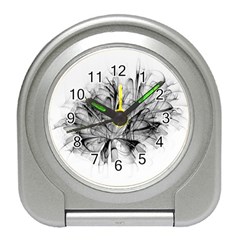 High Detailed Resembling A Flower Fractalblack Flower Travel Alarm Clocks by Simbadda