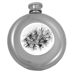 High Detailed Resembling A Flower Fractalblack Flower Round Hip Flask (5 Oz) by Simbadda