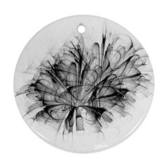 High Detailed Resembling A Flower Fractalblack Flower Round Ornament (two Sides) by Simbadda