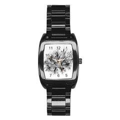 High Detailed Resembling A Flower Fractalblack Flower Stainless Steel Barrel Watch