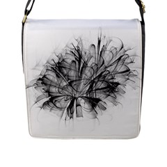 High Detailed Resembling A Flower Fractalblack Flower Flap Messenger Bag (l)  by Simbadda