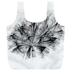 High Detailed Resembling A Flower Fractalblack Flower Full Print Recycle Bags (l)  by Simbadda