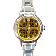 Golden Fractal Window Round Italian Charm Watch by Simbadda