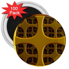 Golden Fractal Window 3  Magnets (100 Pack) by Simbadda