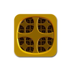 Golden Fractal Window Rubber Square Coaster (4 Pack)  by Simbadda