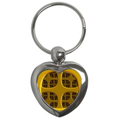 Golden Fractal Window Key Chains (heart)  by Simbadda