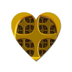 Golden Fractal Window Heart Magnet by Simbadda