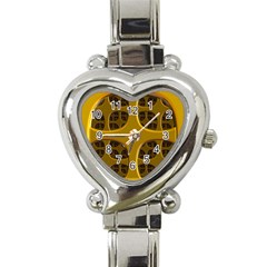 Golden Fractal Window Heart Italian Charm Watch by Simbadda