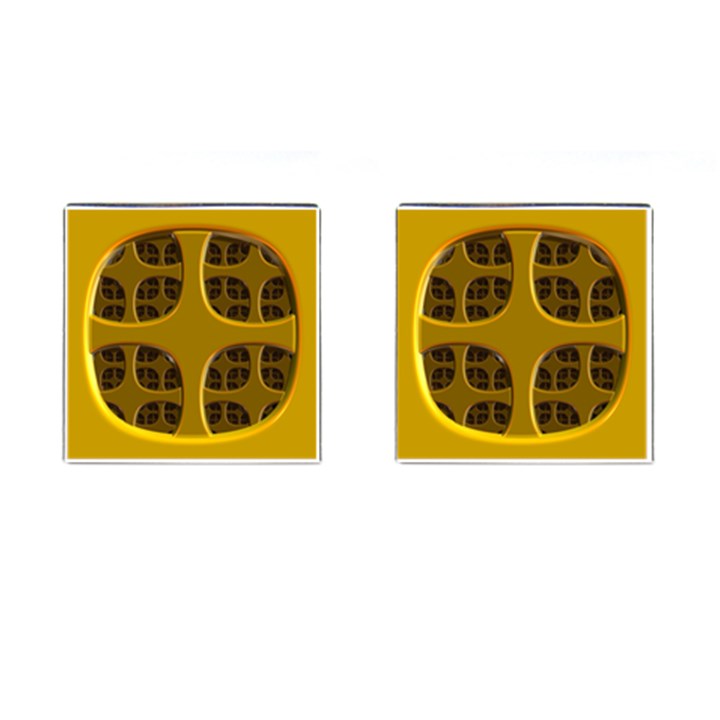 Golden Fractal Window Cufflinks (Square)