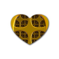 Golden Fractal Window Heart Coaster (4 Pack)  by Simbadda