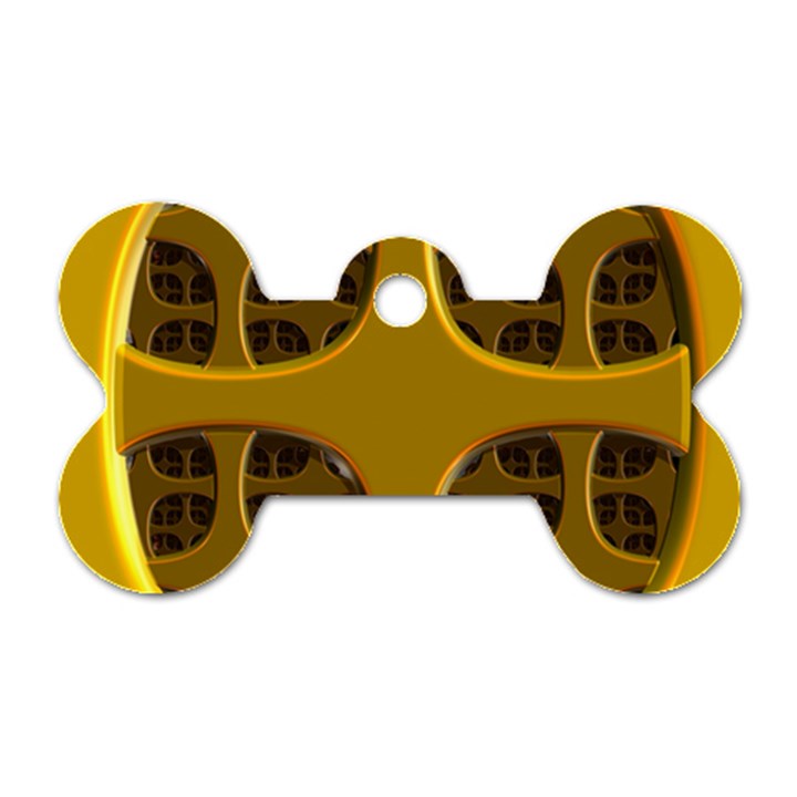 Golden Fractal Window Dog Tag Bone (Two Sides)