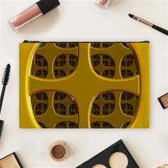 Golden Fractal Window Cosmetic Bag (large)  by Simbadda