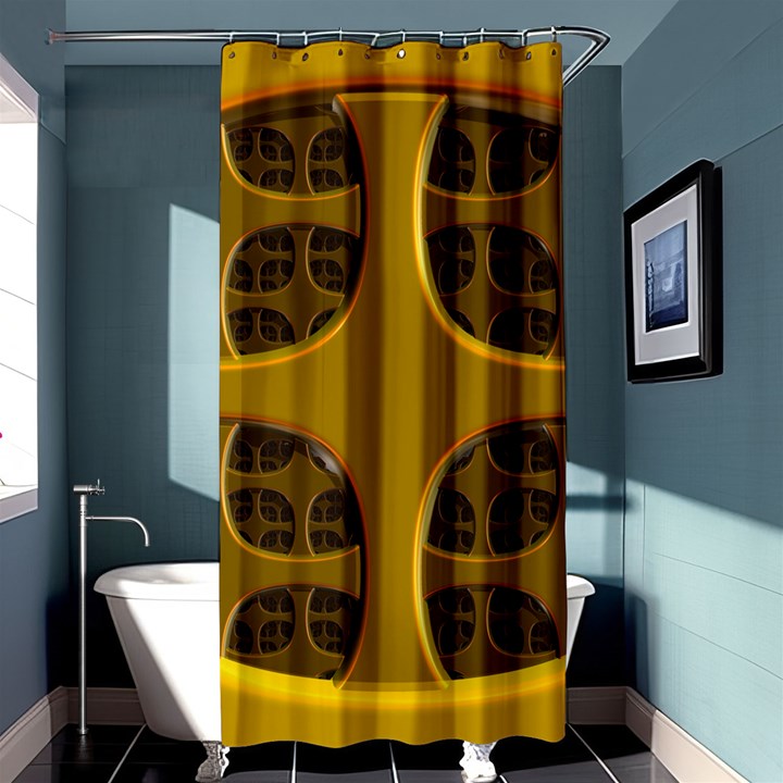 Golden Fractal Window Shower Curtain 36  x 72  (Stall) 