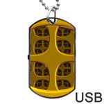 Golden Fractal Window Dog Tag USB Flash (One Side) Front