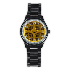 Golden Fractal Window Stainless Steel Round Watch by Simbadda