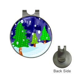 Christmas Trees And Snowy Landscape Hat Clips With Golf Markers by Simbadda