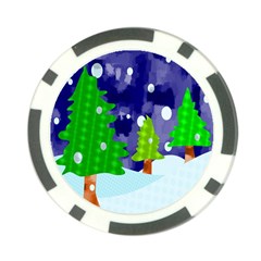 Christmas Trees And Snowy Landscape Poker Chip Card Guard by Simbadda