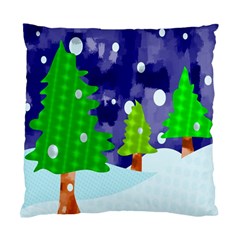 Christmas Trees And Snowy Landscape Standard Cushion Case (one Side) by Simbadda