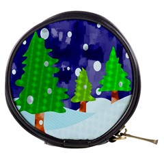 Christmas Trees And Snowy Landscape Mini Makeup Bags by Simbadda