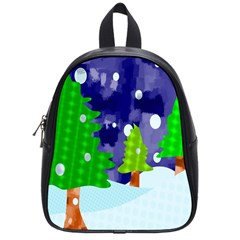 Christmas Trees And Snowy Landscape School Bags (small)  by Simbadda