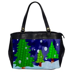 Christmas Trees And Snowy Landscape Office Handbags by Simbadda