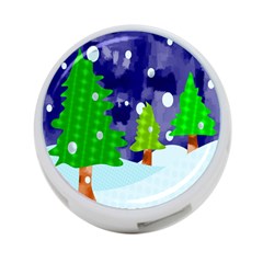 Christmas Trees And Snowy Landscape 4-port Usb Hub (one Side) by Simbadda