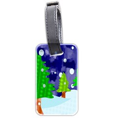 Christmas Trees And Snowy Landscape Luggage Tags (two Sides) by Simbadda