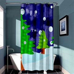 Christmas Trees And Snowy Landscape Shower Curtain 36  X 72  (stall)  by Simbadda