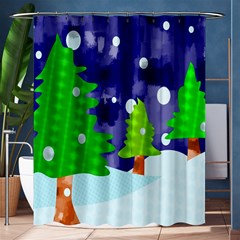 Christmas Trees And Snowy Landscape Shower Curtain 60  X 72  (medium)  by Simbadda