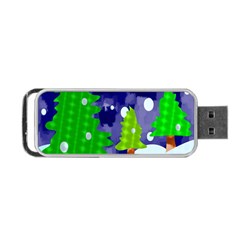 Christmas Trees And Snowy Landscape Portable Usb Flash (two Sides) by Simbadda