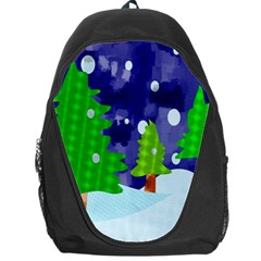 Christmas Trees And Snowy Landscape Backpack Bag by Simbadda