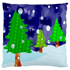 Christmas Trees And Snowy Landscape Standard Flano Cushion Case (one Side) by Simbadda