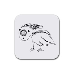 Helpless Bird Sketch Up Drawing Rubber Coaster (square)  by dflcprints