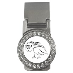 Helpless Bird Sketch Up Drawing Money Clips (cz)  by dflcprints