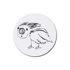 Helpless Bird Sketch Up Drawing Rubber Coaster (round)  by dflcprints