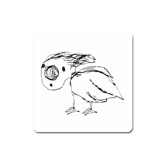 Helpless Bird Sketch Up Drawing Square Magnet by dflcprints