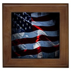 Grunge American Flag Background Framed Tiles by Simbadda