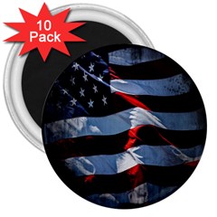 Grunge American Flag Background 3  Magnets (10 Pack)  by Simbadda