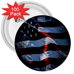 Grunge American Flag Background 3  Buttons (100 Pack)  by Simbadda