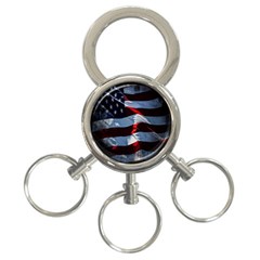 Grunge American Flag Background 3-ring Key Chains by Simbadda