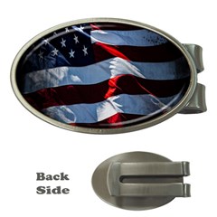 Grunge American Flag Background Money Clips (oval)  by Simbadda